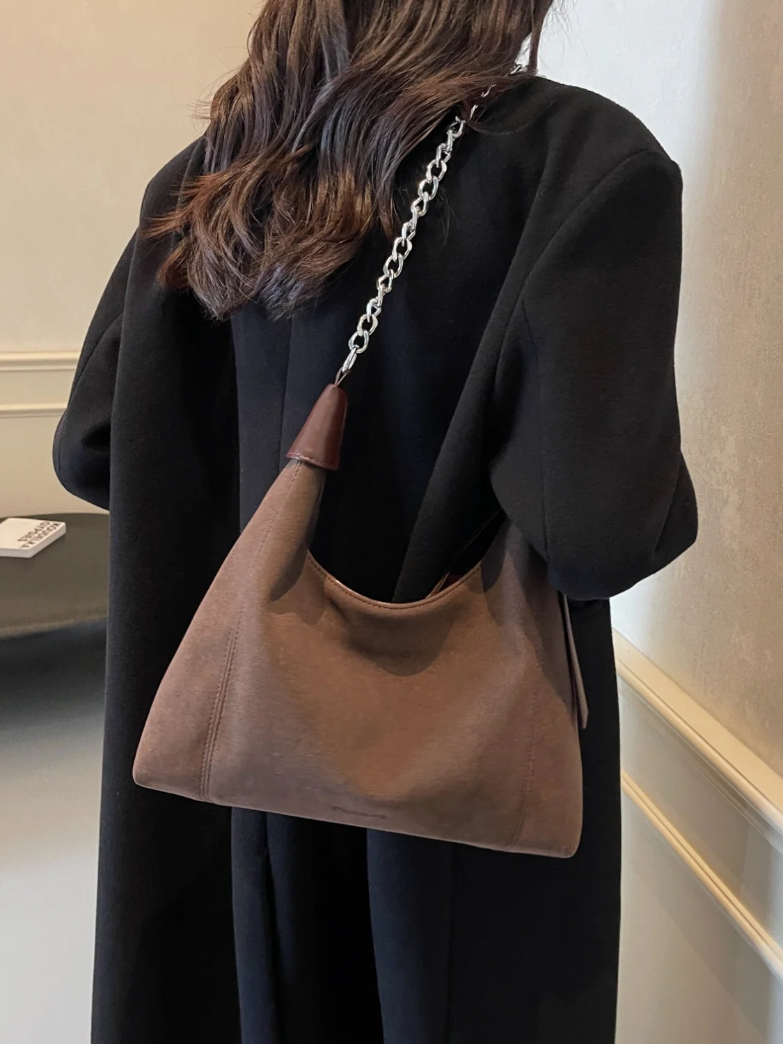 Suede Adjustable Strap Shoulder Bag - Image 7