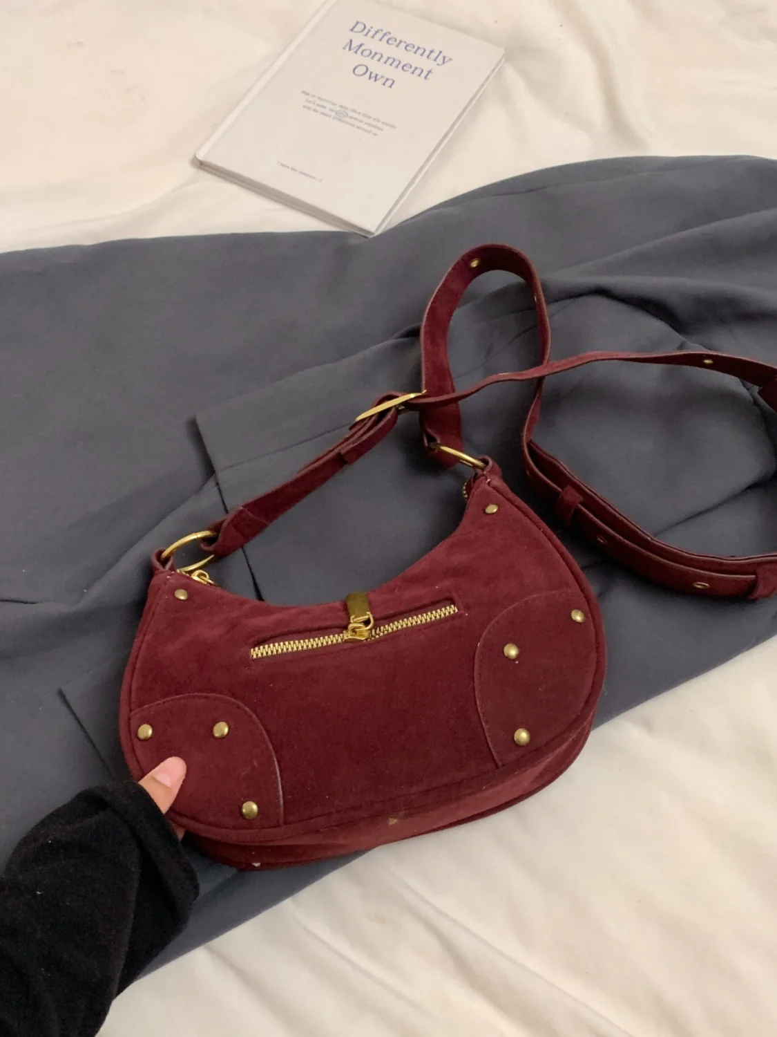 Suede Adjustable Strap Shoulder Bag - Image 16