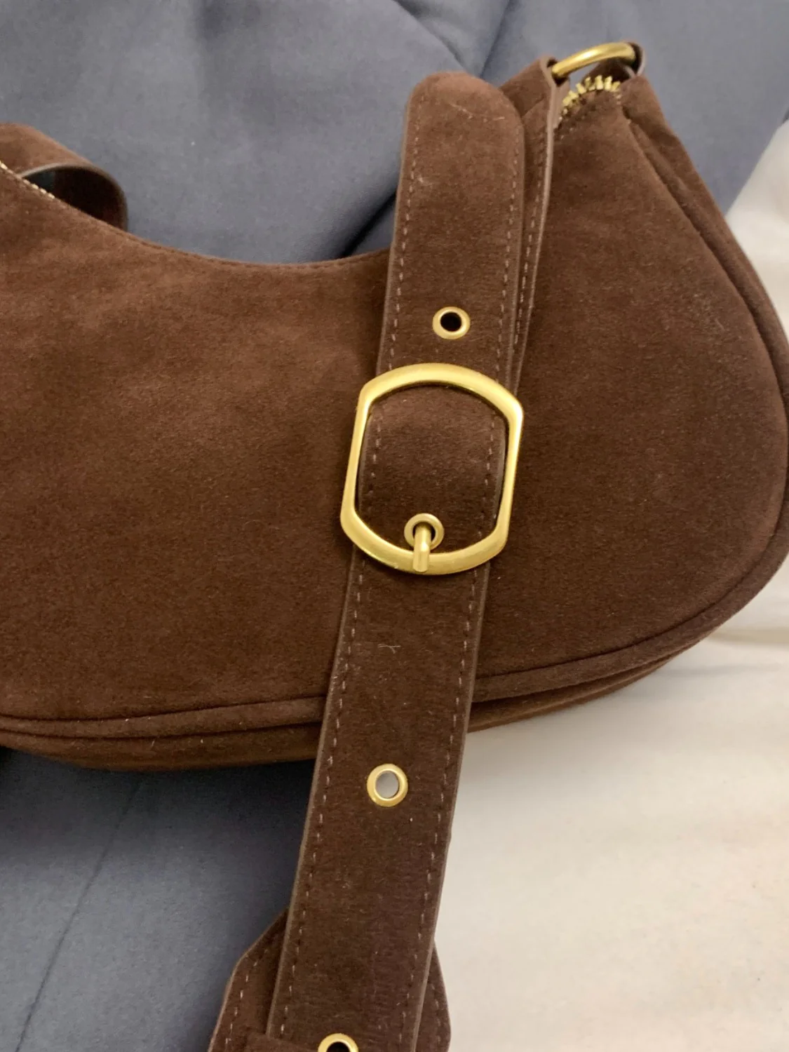 Suede Adjustable Strap Shoulder Bag - Image 3