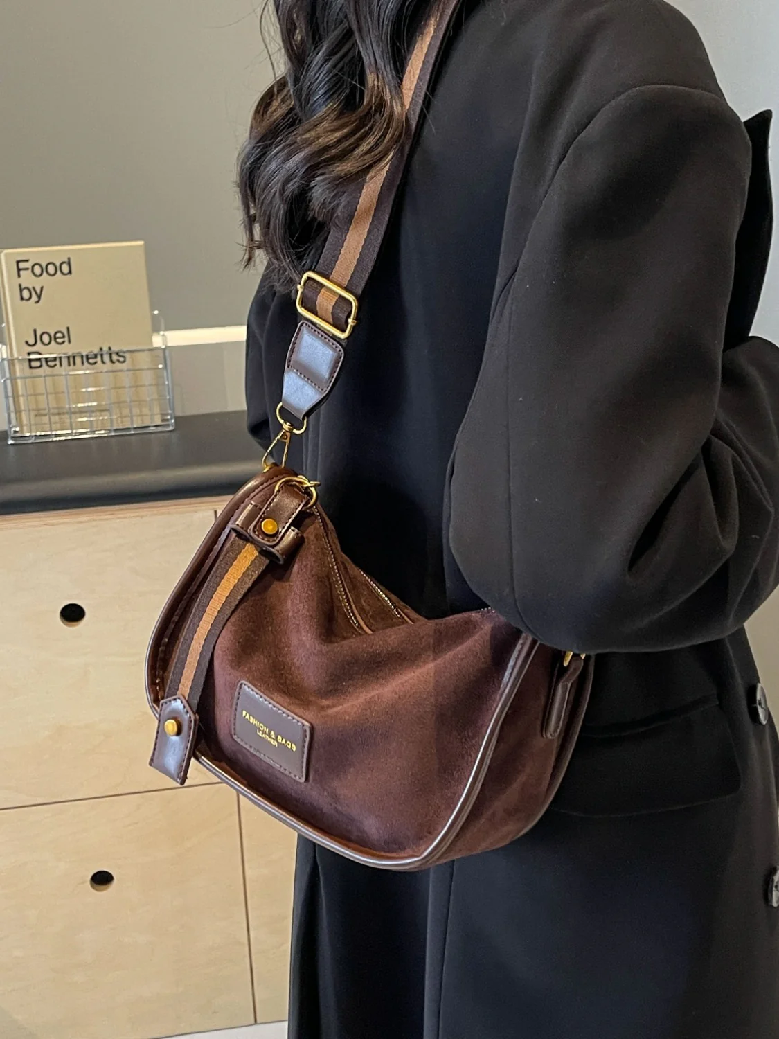 Suede Adjustable Strap Shoulder Bag - Image 8