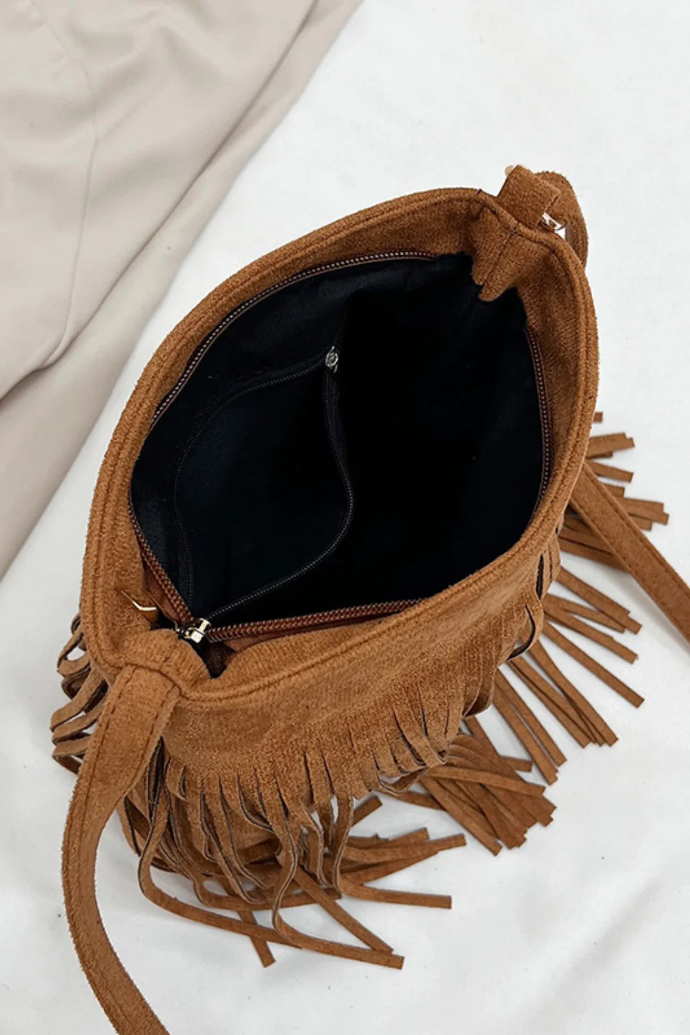 Suede Fringe Shoulder Bag - Image 5