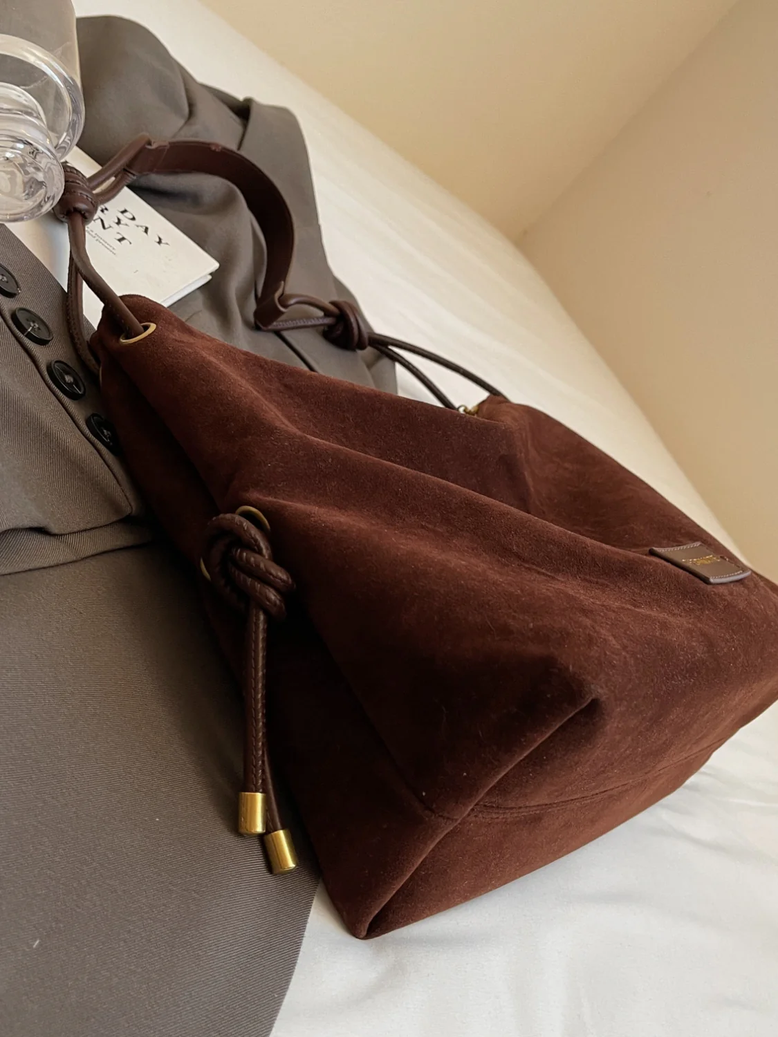 Suede Large Shoulder Bag - Image 10