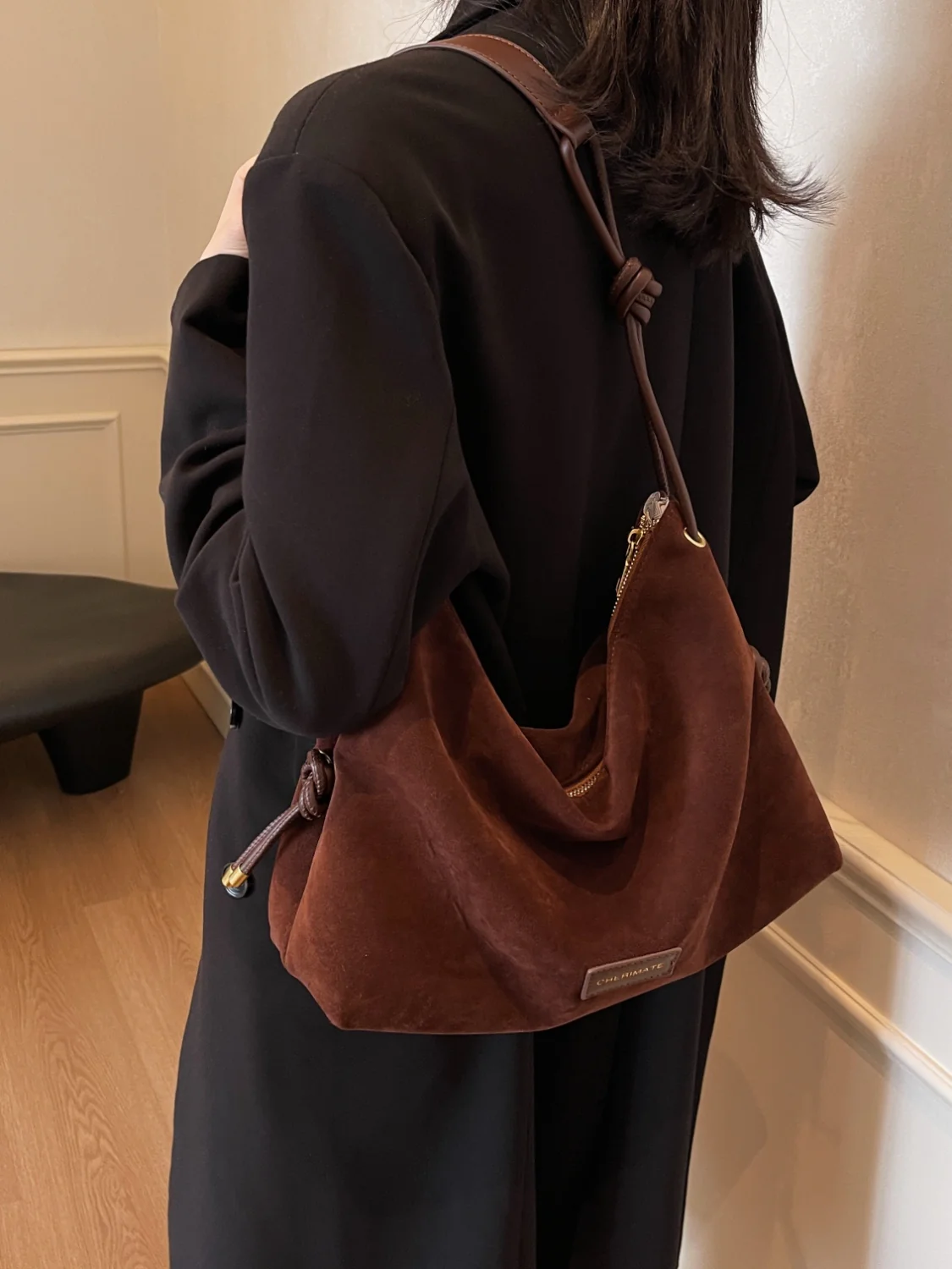 Suede Large Shoulder Bag - Image 12