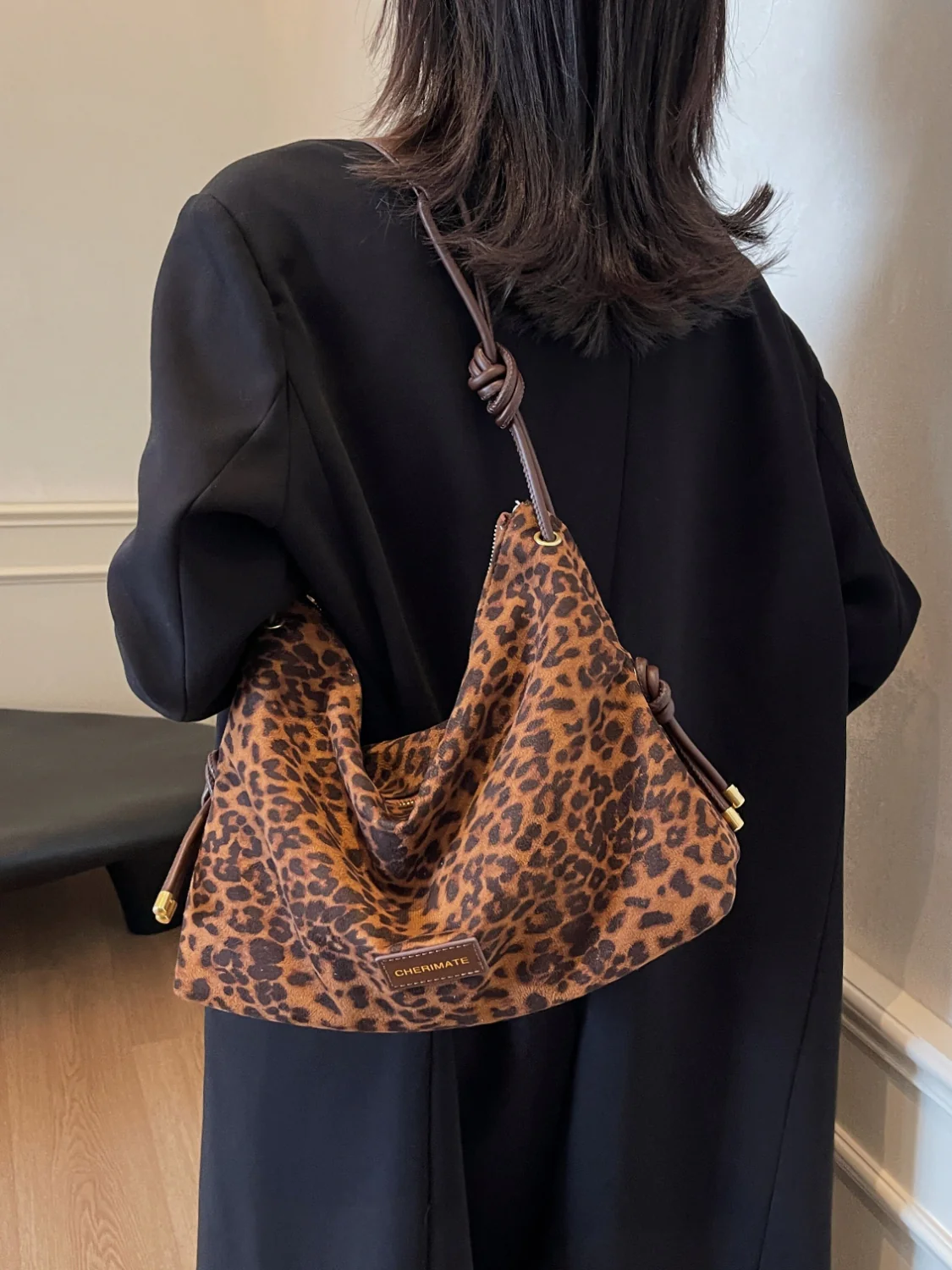 Suede Large Shoulder Bag - Image 15