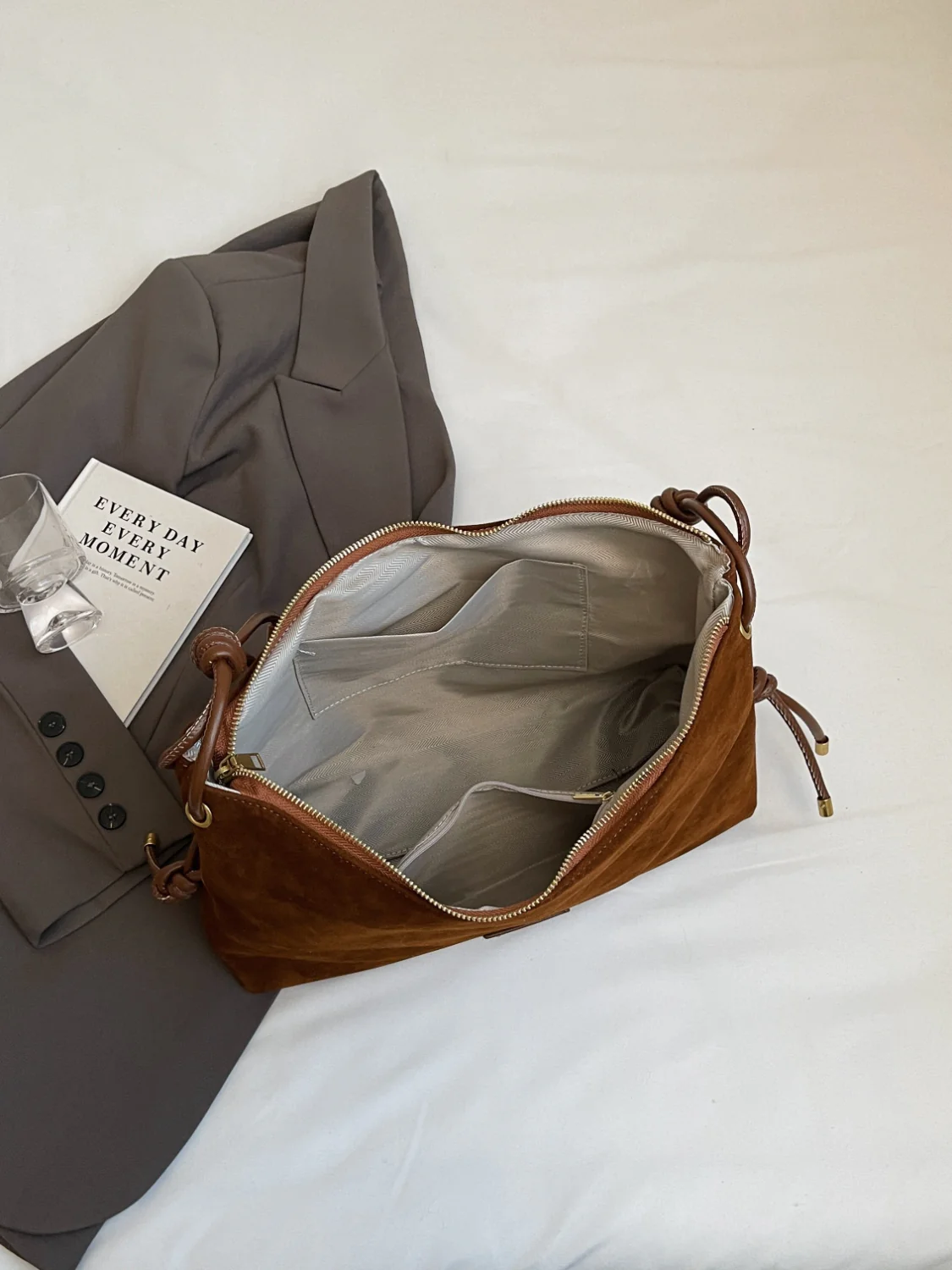 Suede Large Shoulder Bag - Image 4
