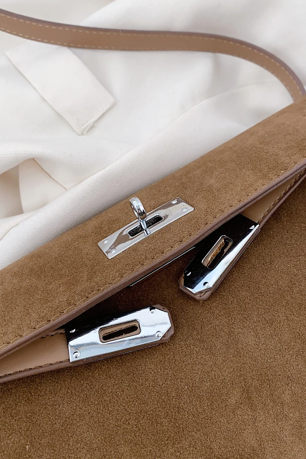 Suede PU Leather Strap Shoulder Bag - Image 4