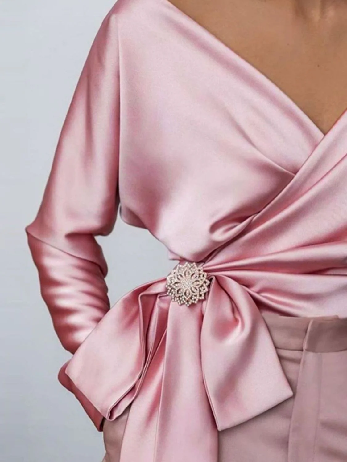 Surplice Long Sleeve Blouse - Image 3