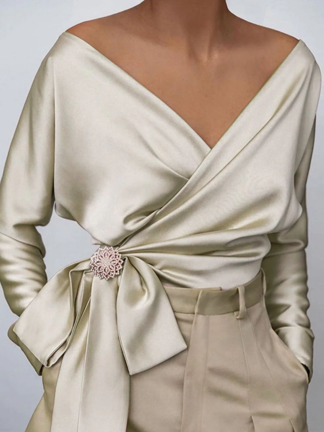 Surplice Long Sleeve Blouse - Image 9