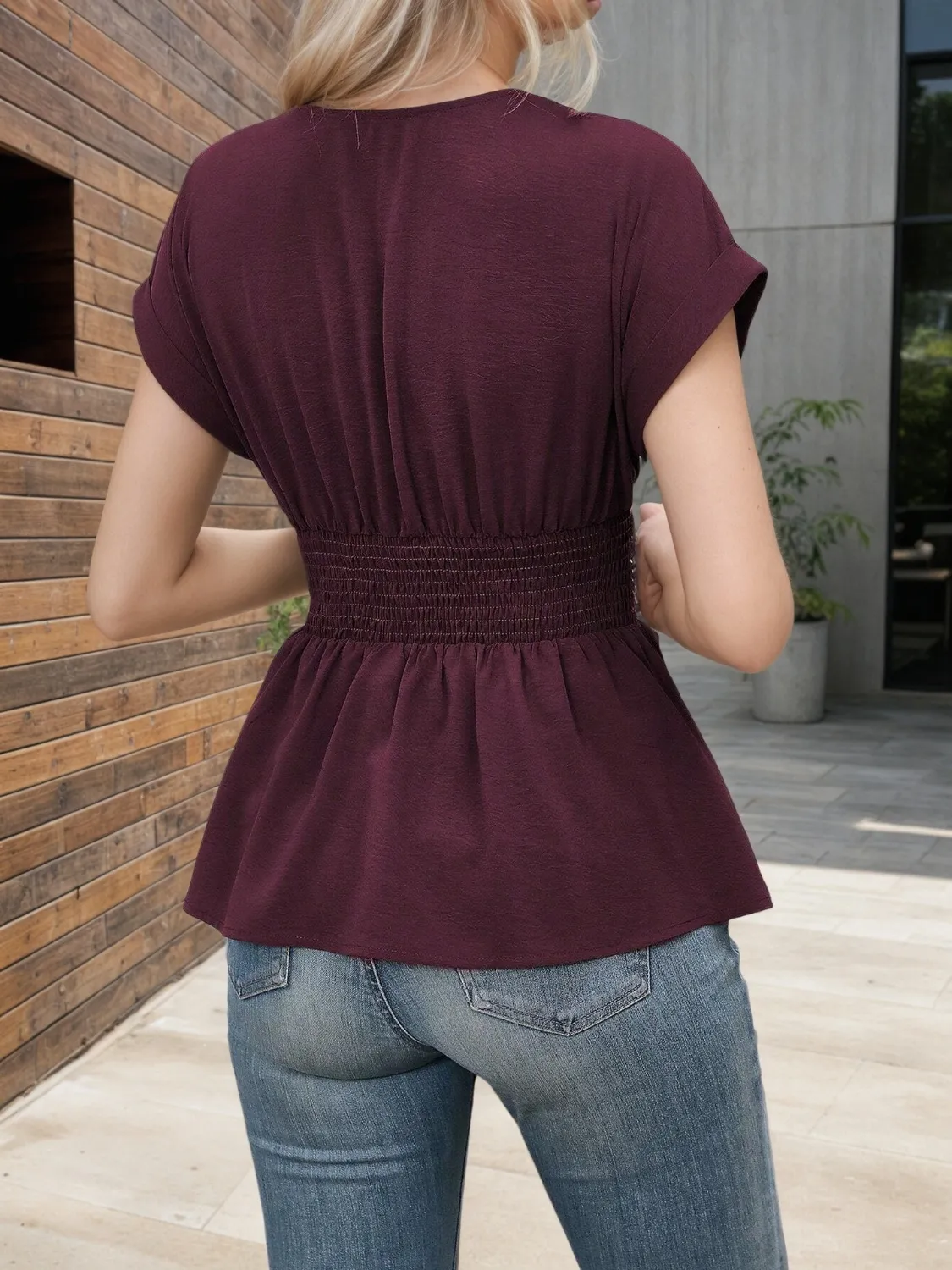 Surplice Short Sleeve Blouse - Image 18