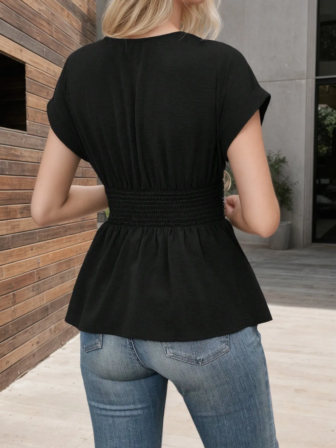 Surplice Short Sleeve Blouse - Image 9