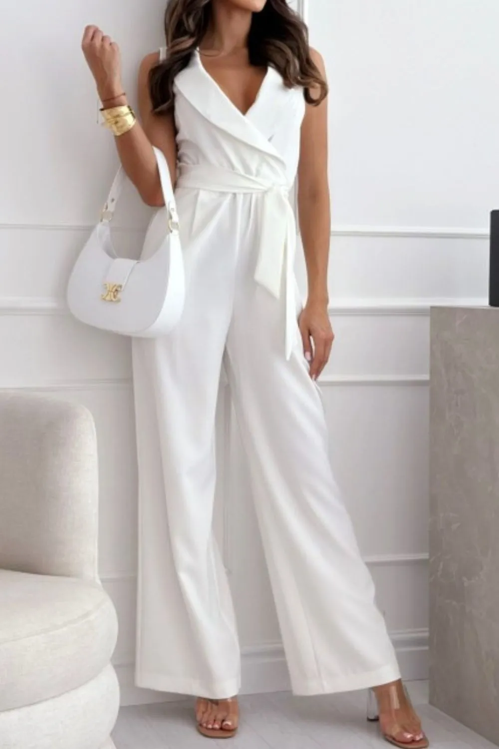 Surplice Sleeveless Wide Leg Jumpsuit - Image 12
