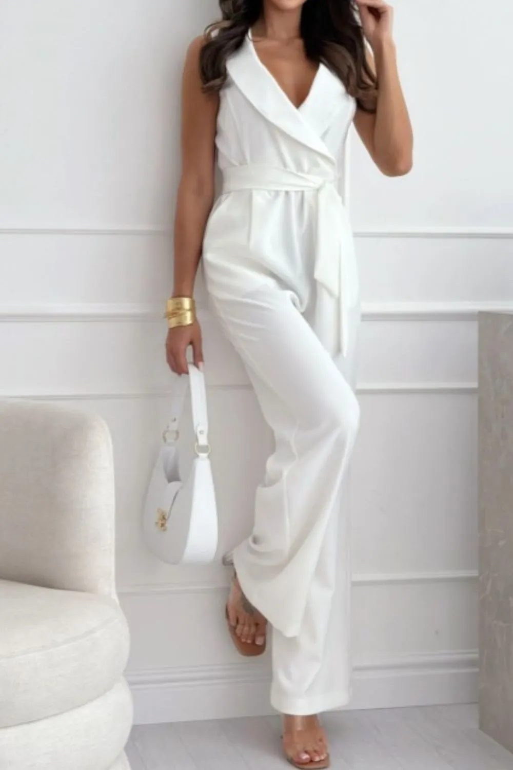 Surplice Sleeveless Wide Leg Jumpsuit - Image 13