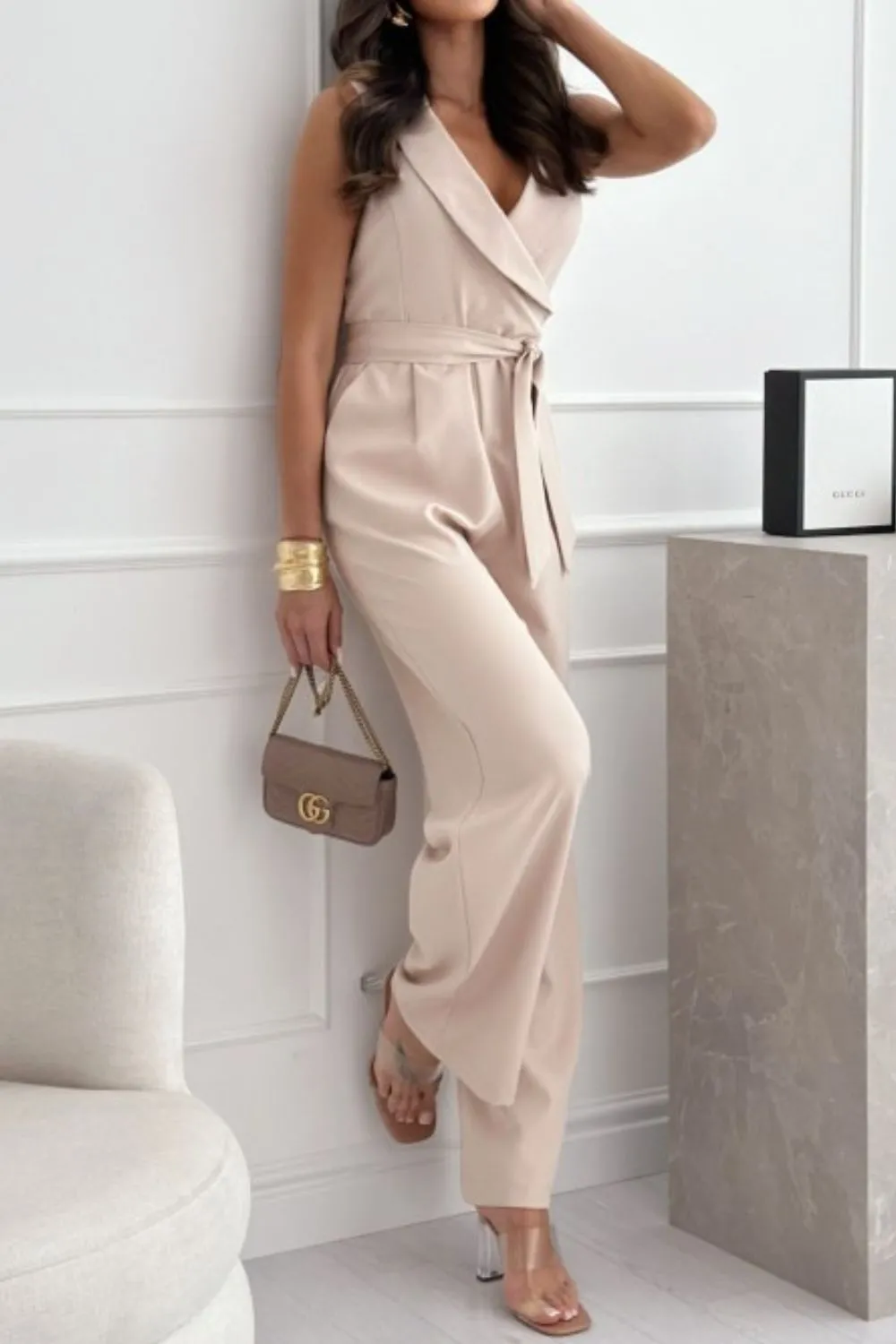 Surplice Sleeveless Wide Leg Jumpsuit - Image 7