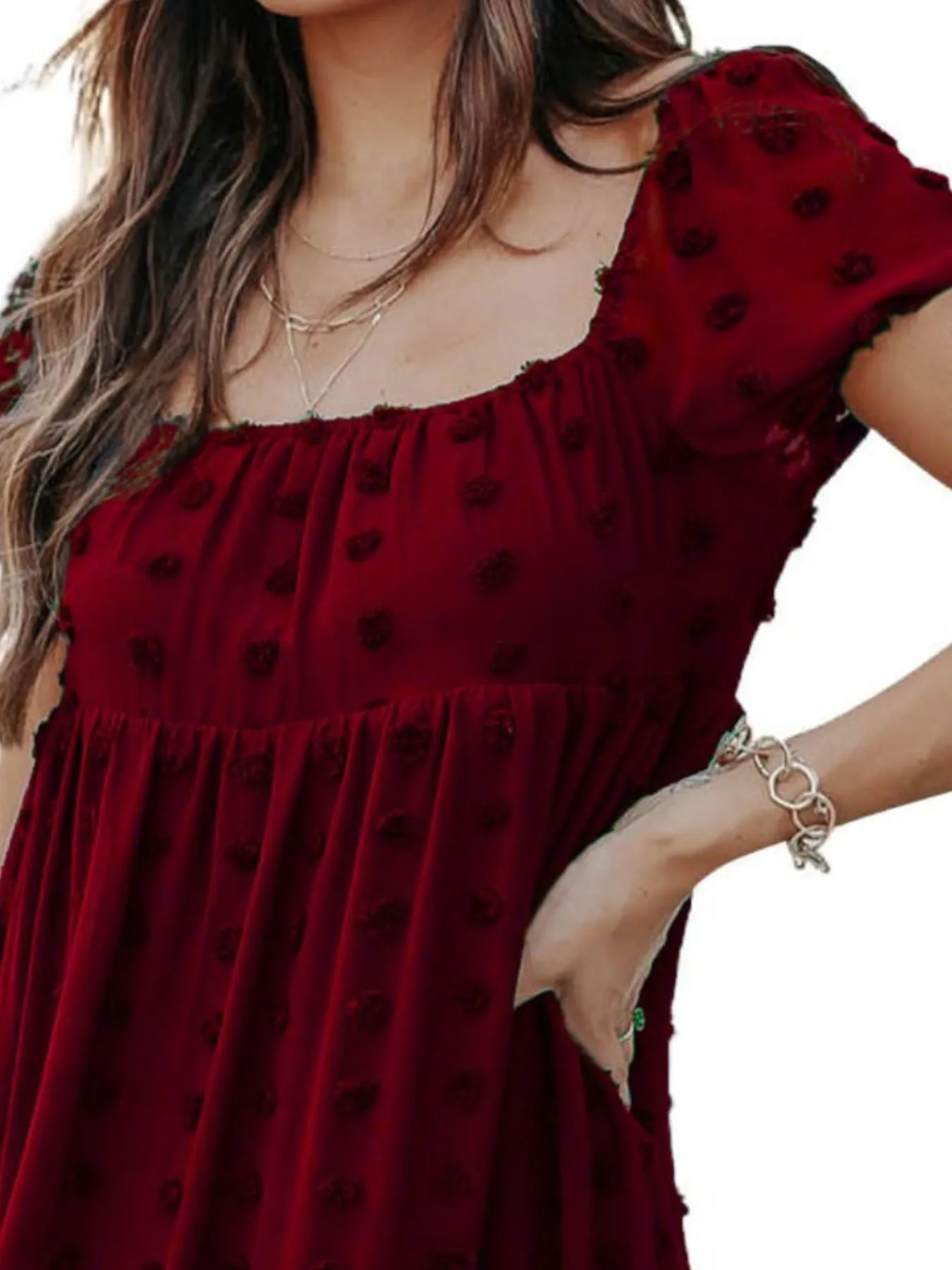 Swiss Dot Square Neck Mini Dress - Image 7