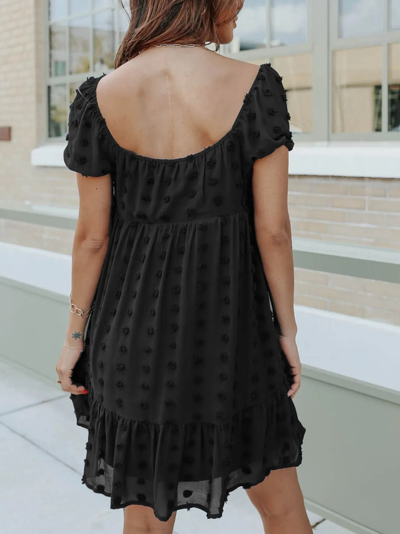 Swiss Dot Square Neck Mini Dress - Image 9