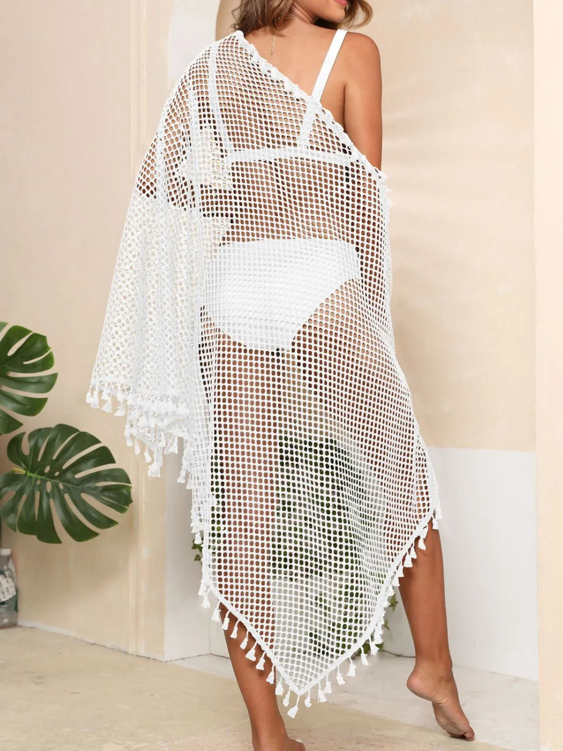 Tassel Openwork Open Front Cover-Up - Image 11