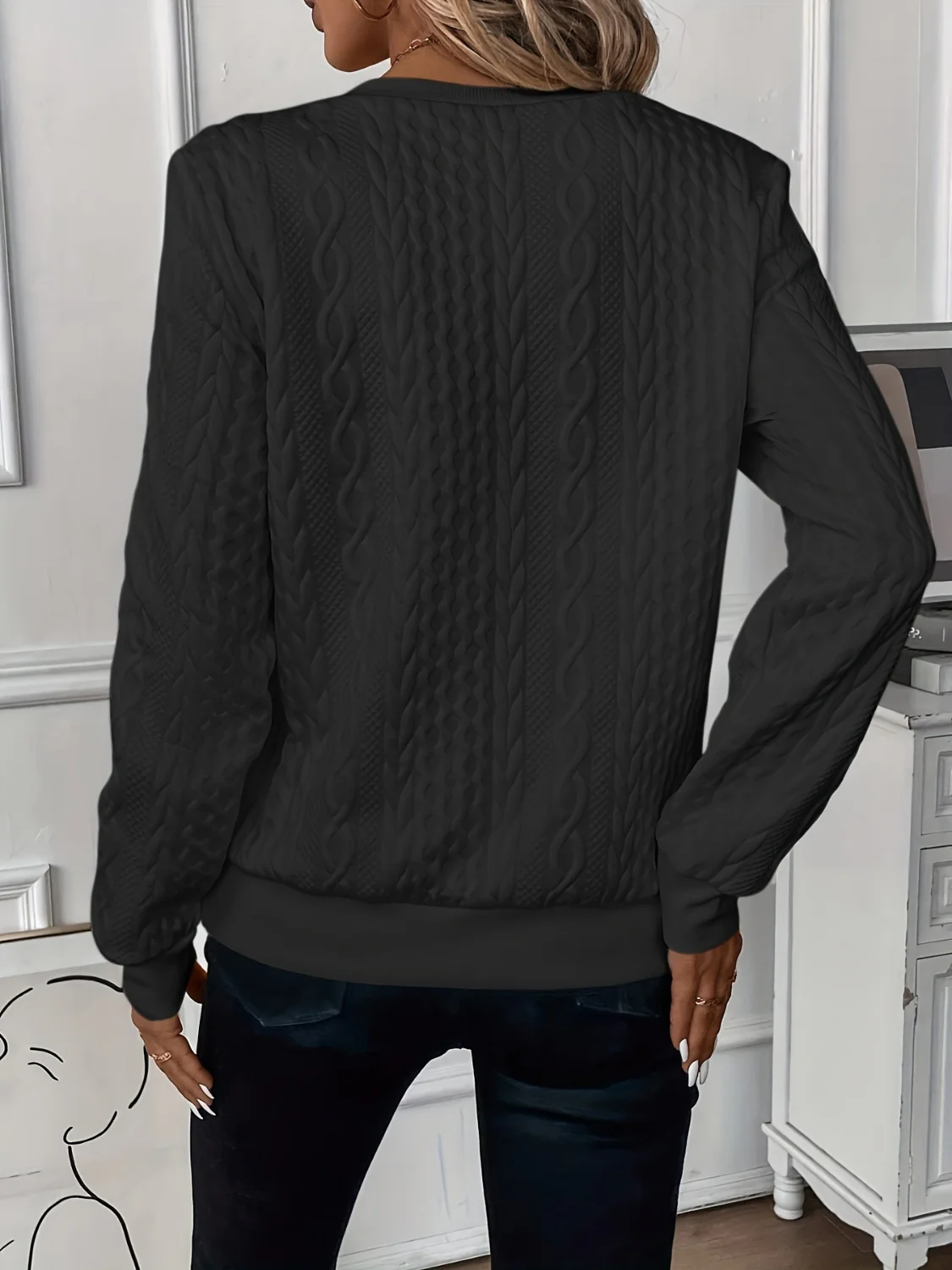 Texture Half Zip Long Sleeve Sweatshirt - Image 13