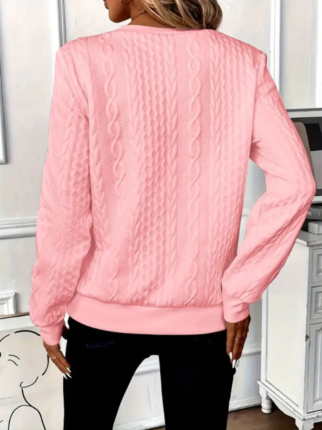 Texture Half Zip Long Sleeve Sweatshirt - Image 15