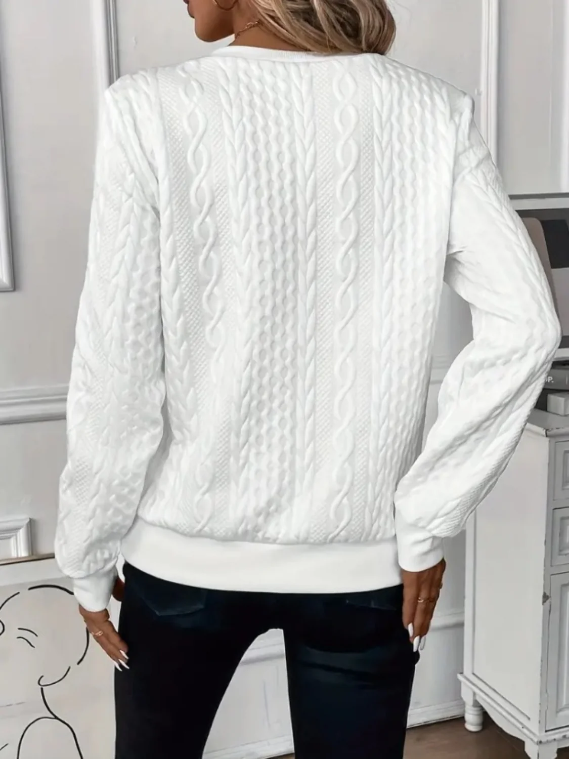 Texture Half Zip Long Sleeve Sweatshirt - Image 2