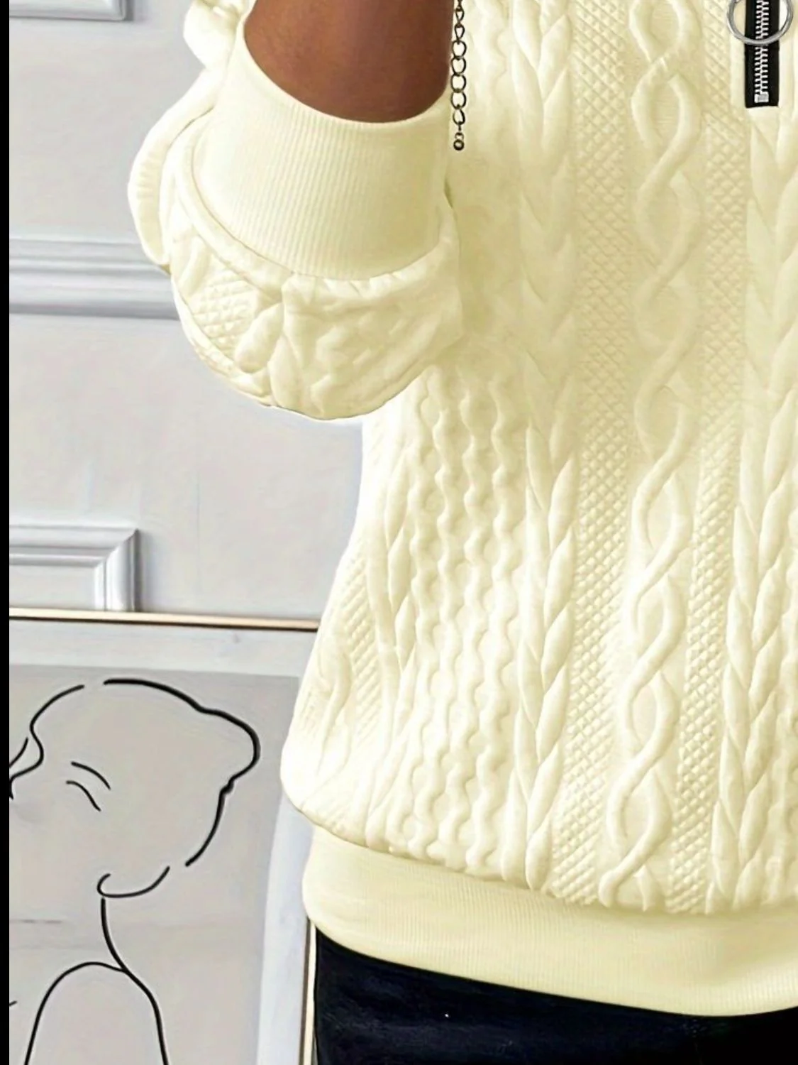 Texture Half Zip Long Sleeve Sweatshirt - Image 20