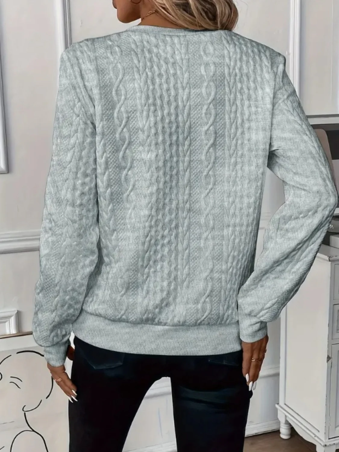 Texture Half Zip Long Sleeve Sweatshirt - Image 9
