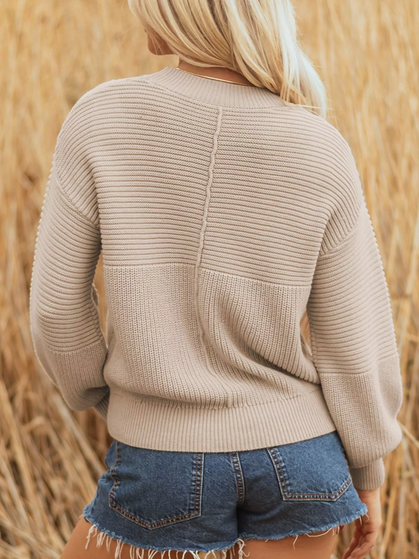 Texture Knitted Dropped Shoulder Sweater - Image 4