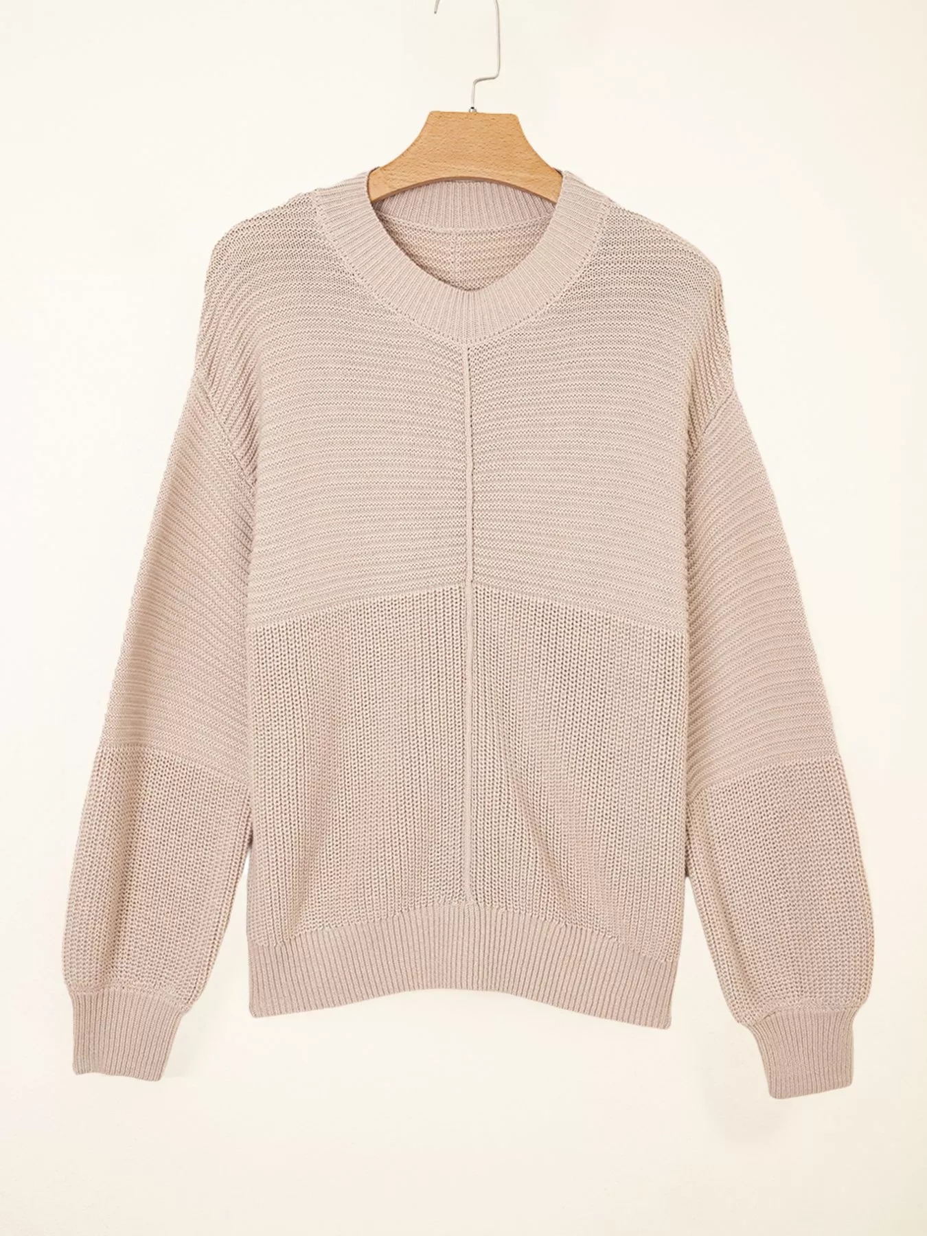 Texture Knitted Dropped Shoulder Sweater - Image 7