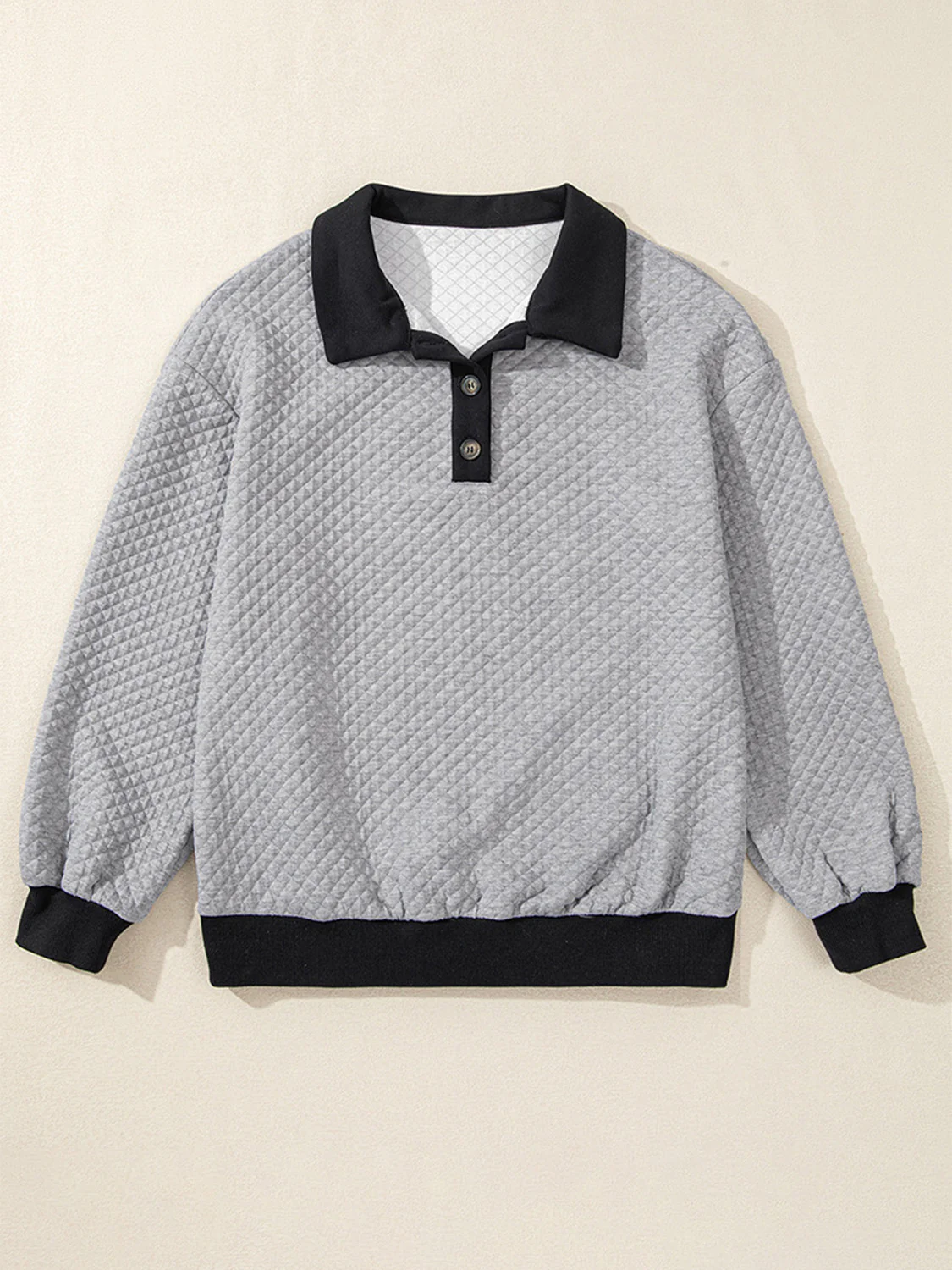 Texture Quarter Button Long Sleeve Sweatshirt - Image 4
