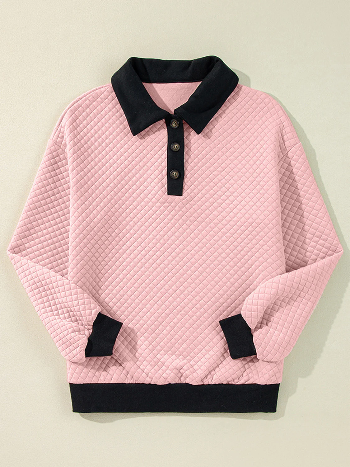 Texture Quarter Button Long Sleeve Sweatshirt - Image 9