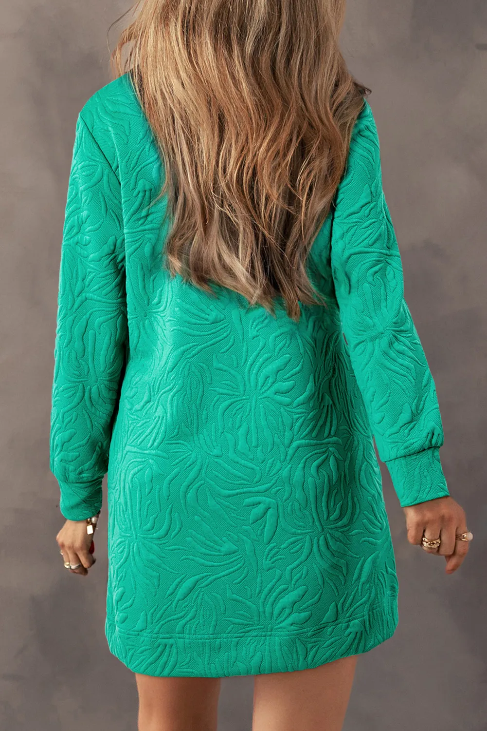 Texture Quarter Zip Long Sleeve Mini Dress - Image 2