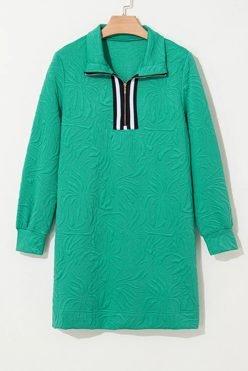 Texture Quarter Zip Long Sleeve Mini Dress - Image 3