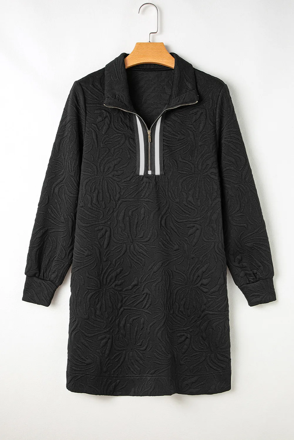 Texture Quarter Zip Long Sleeve Mini Dress - Image 7