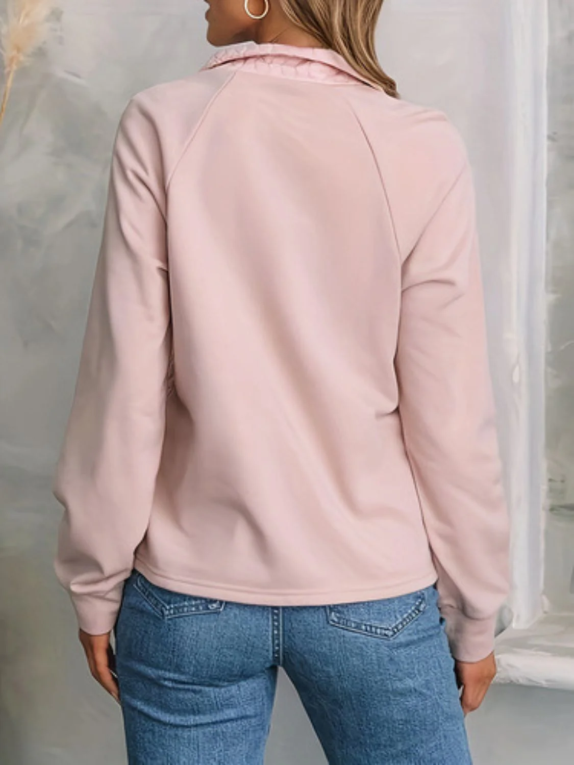 Texture Quarter Zip Long Sleeve Sweatshirt - Image 2