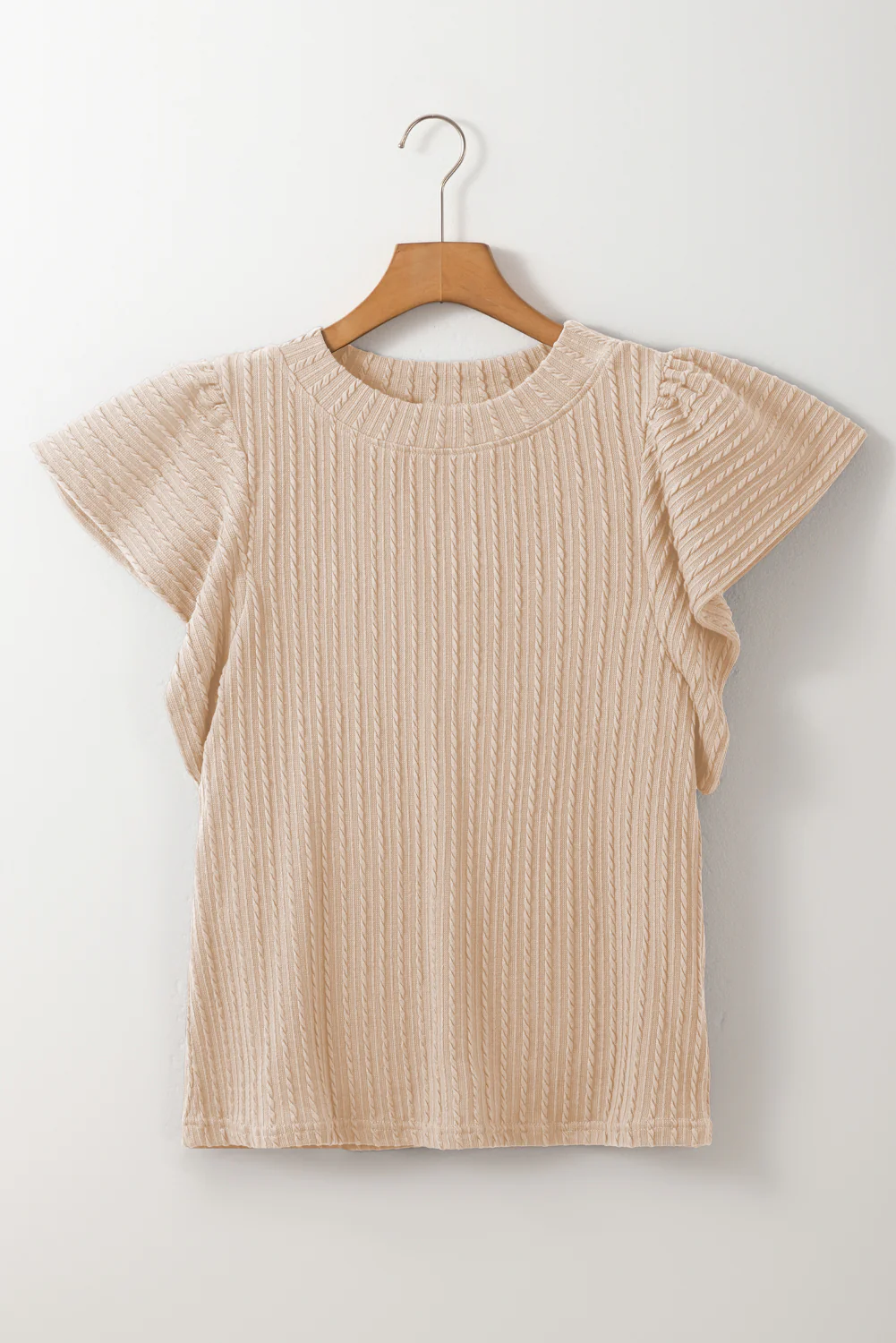 Texture Round Neck Cap Sleeve Top - Image 4
