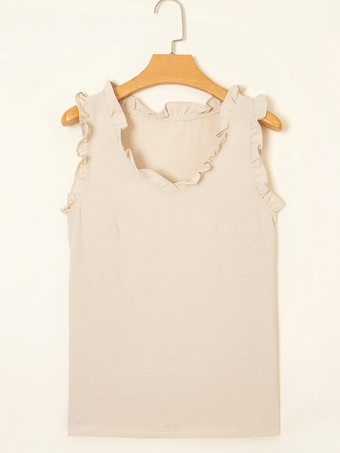 Texture Ruffle Trim V-Neck Tank Top - Image 3
