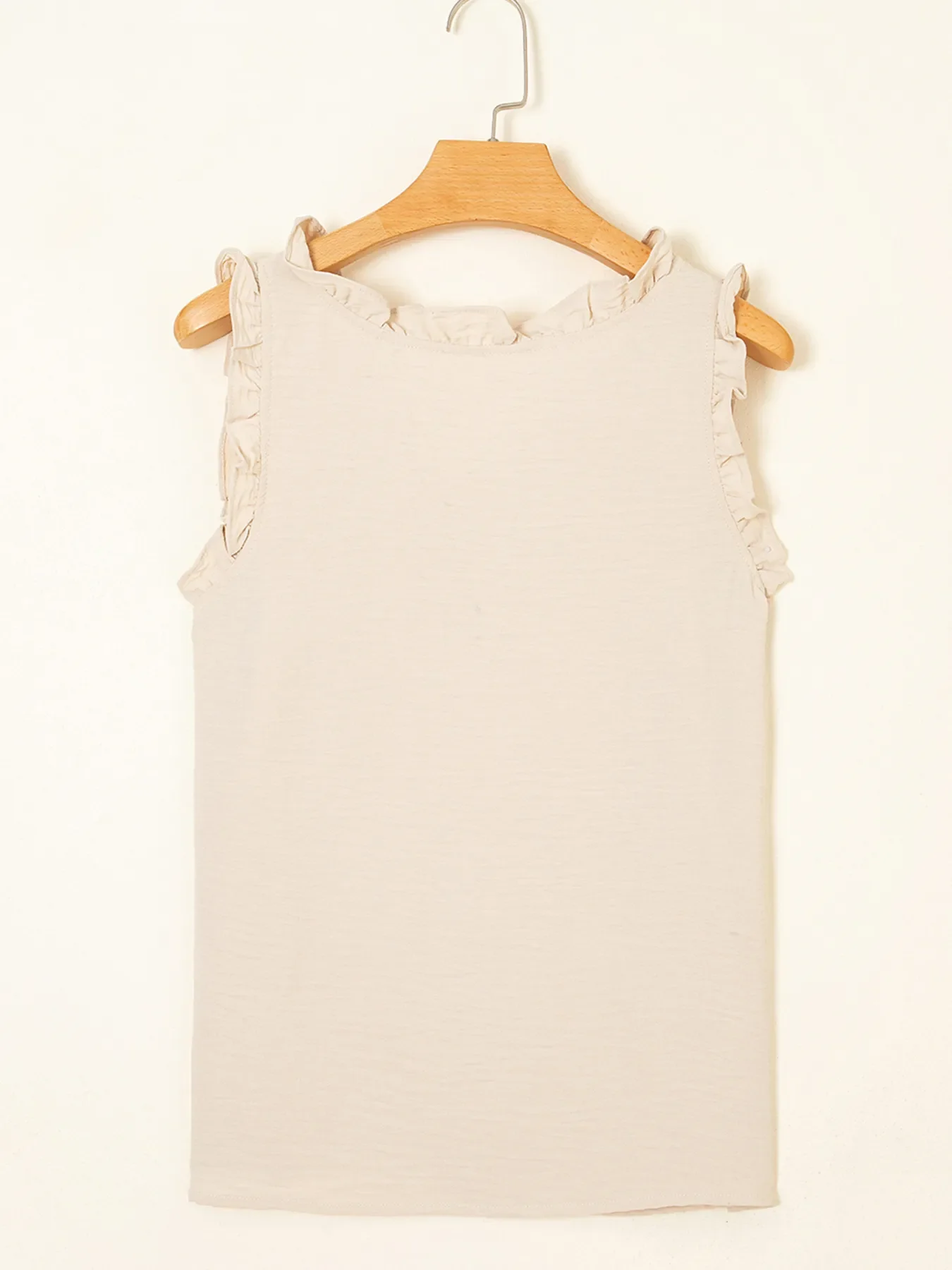 Texture Ruffle Trim V-Neck Tank Top - Image 4
