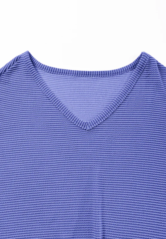 Texture V-Neck Long Sleeve Top - Image 26