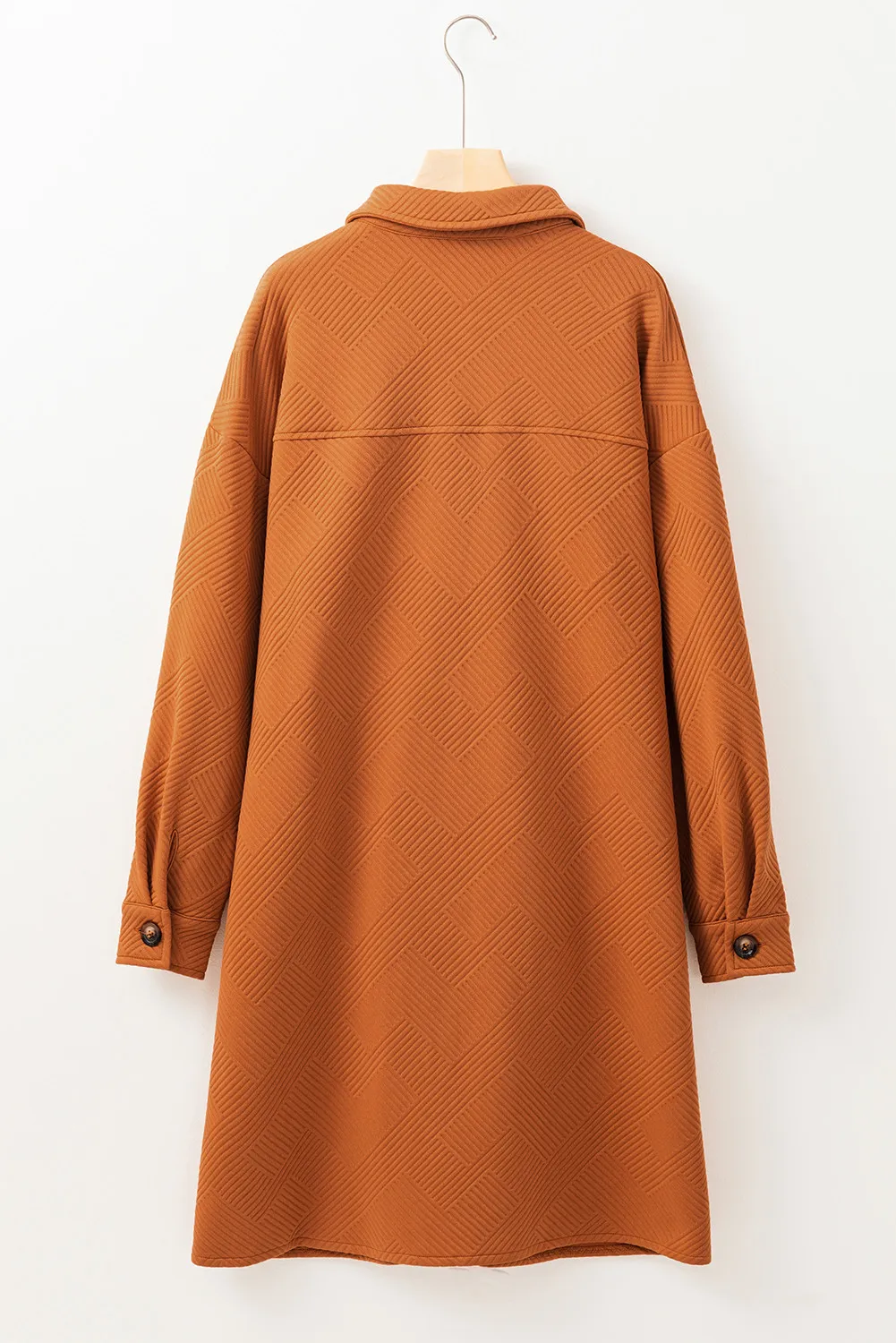 Textured Button Down Collared Neck Coat - Image 3