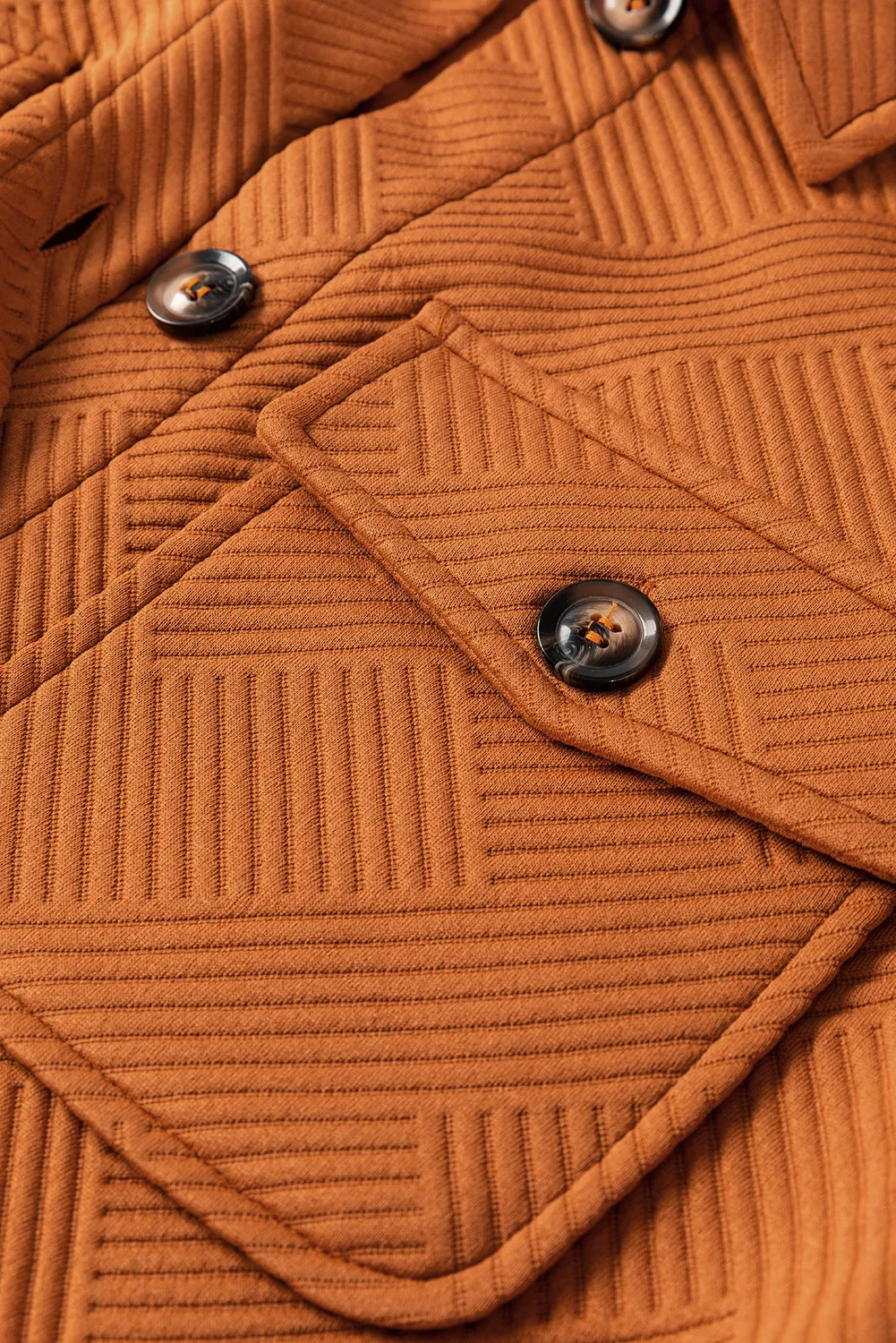 Textured Button Down Collared Neck Coat - Image 4