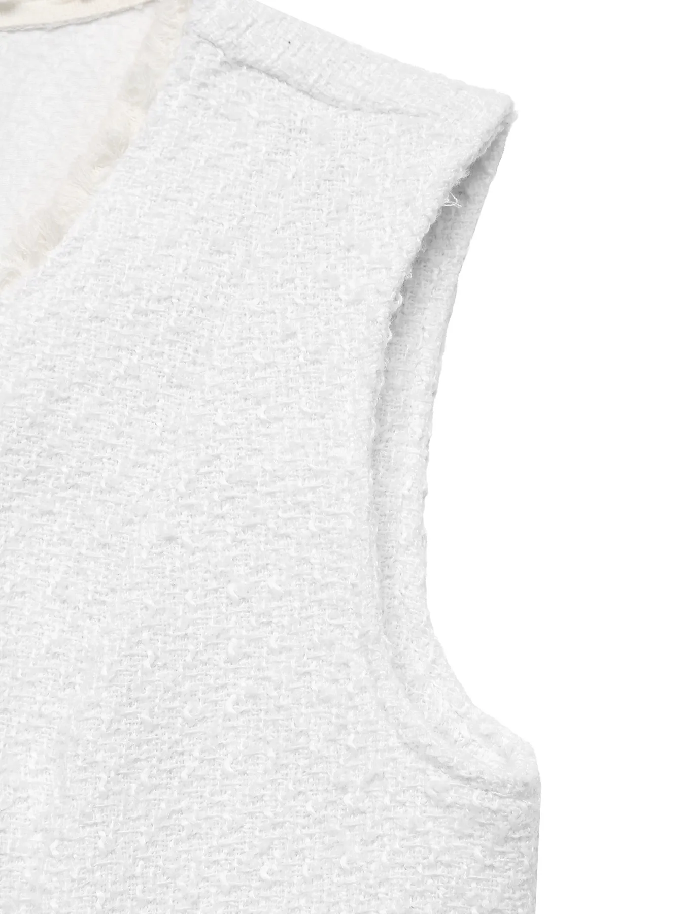 Textured Button-Front Vest with Raw Edge - Image 7