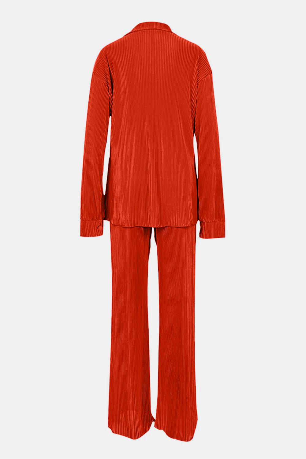 Textured Button Up Collared Neck Top and Pants Set - Image 15