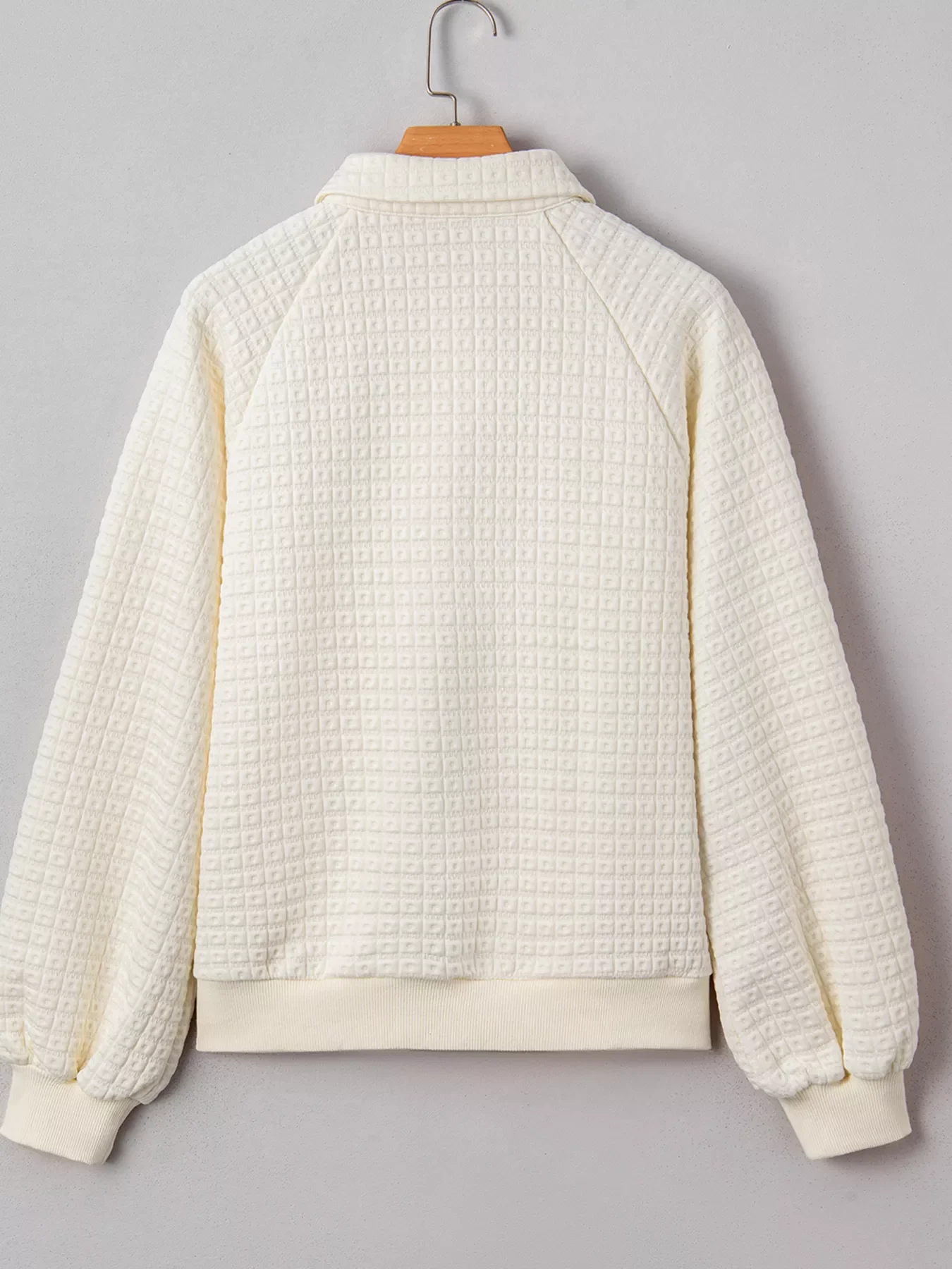 Textured Half Button Collared Sweatshirt - Image 4