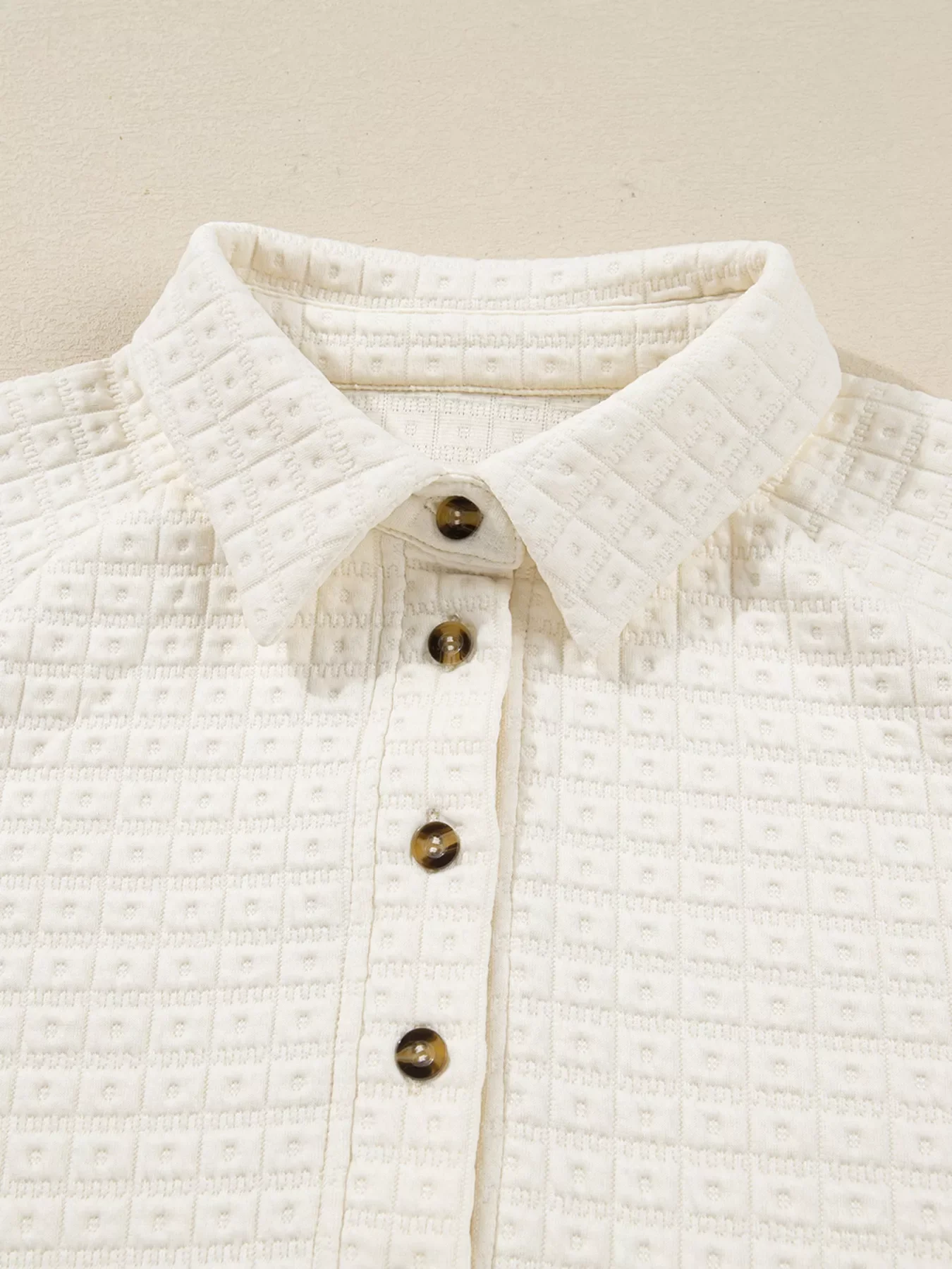 Textured Half Button Collared Sweatshirt - Image 5