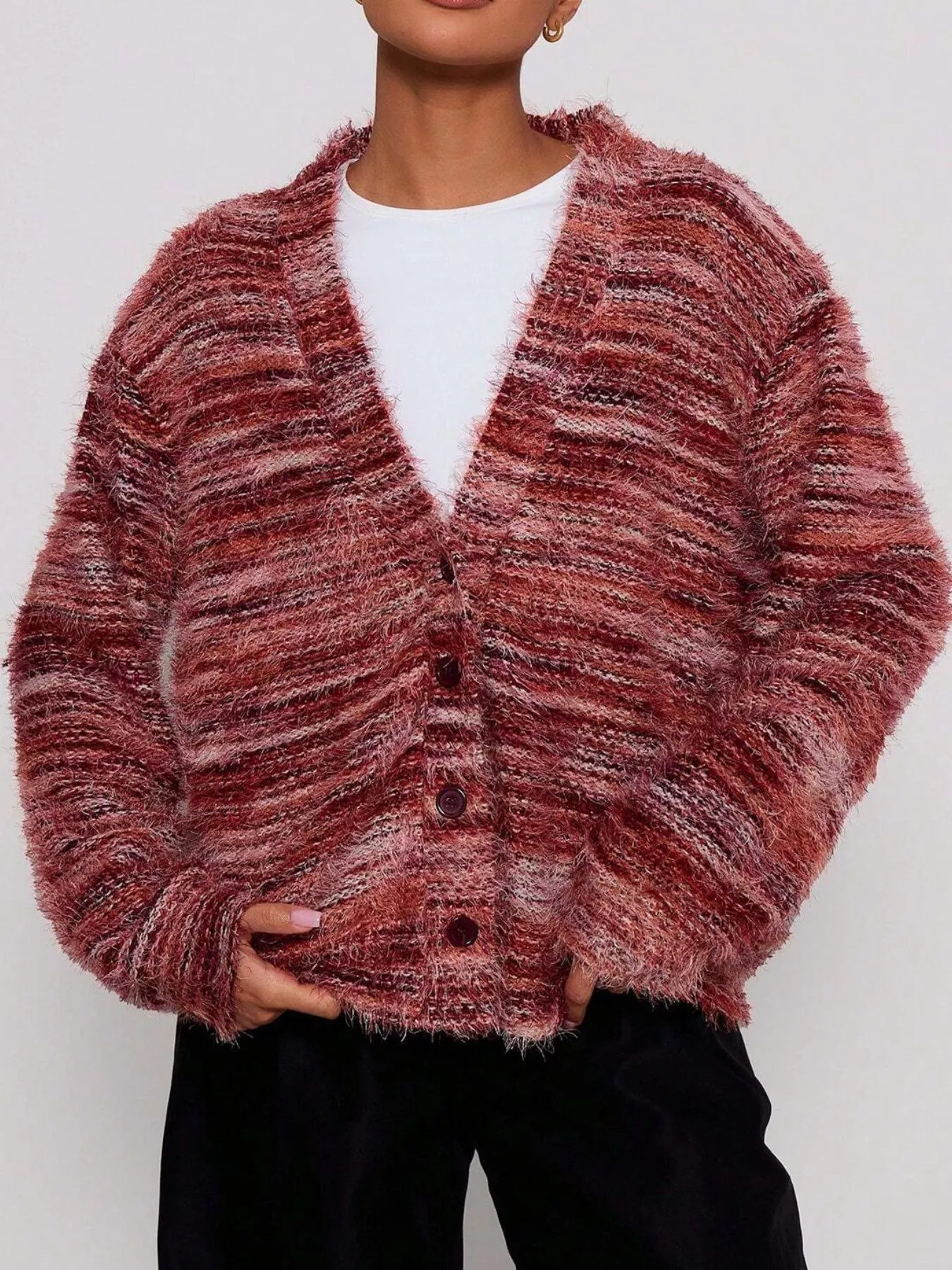 Textured Knit Button-Down Cardigan - Image 15