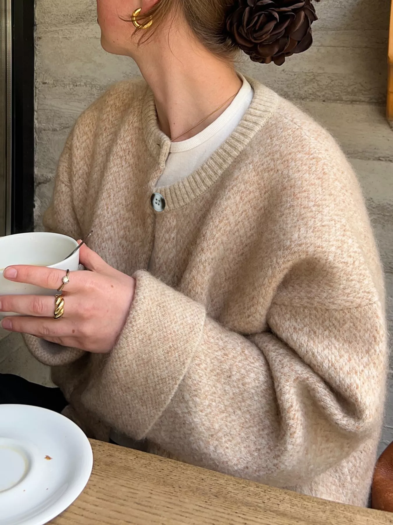 Textured Knit Button-Down Cardigan - Image 2