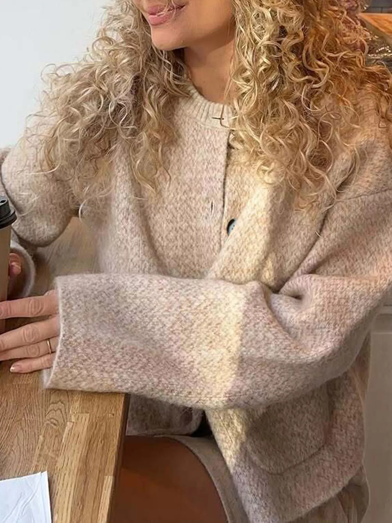 Textured Knit Button-Down Cardigan - Image 4