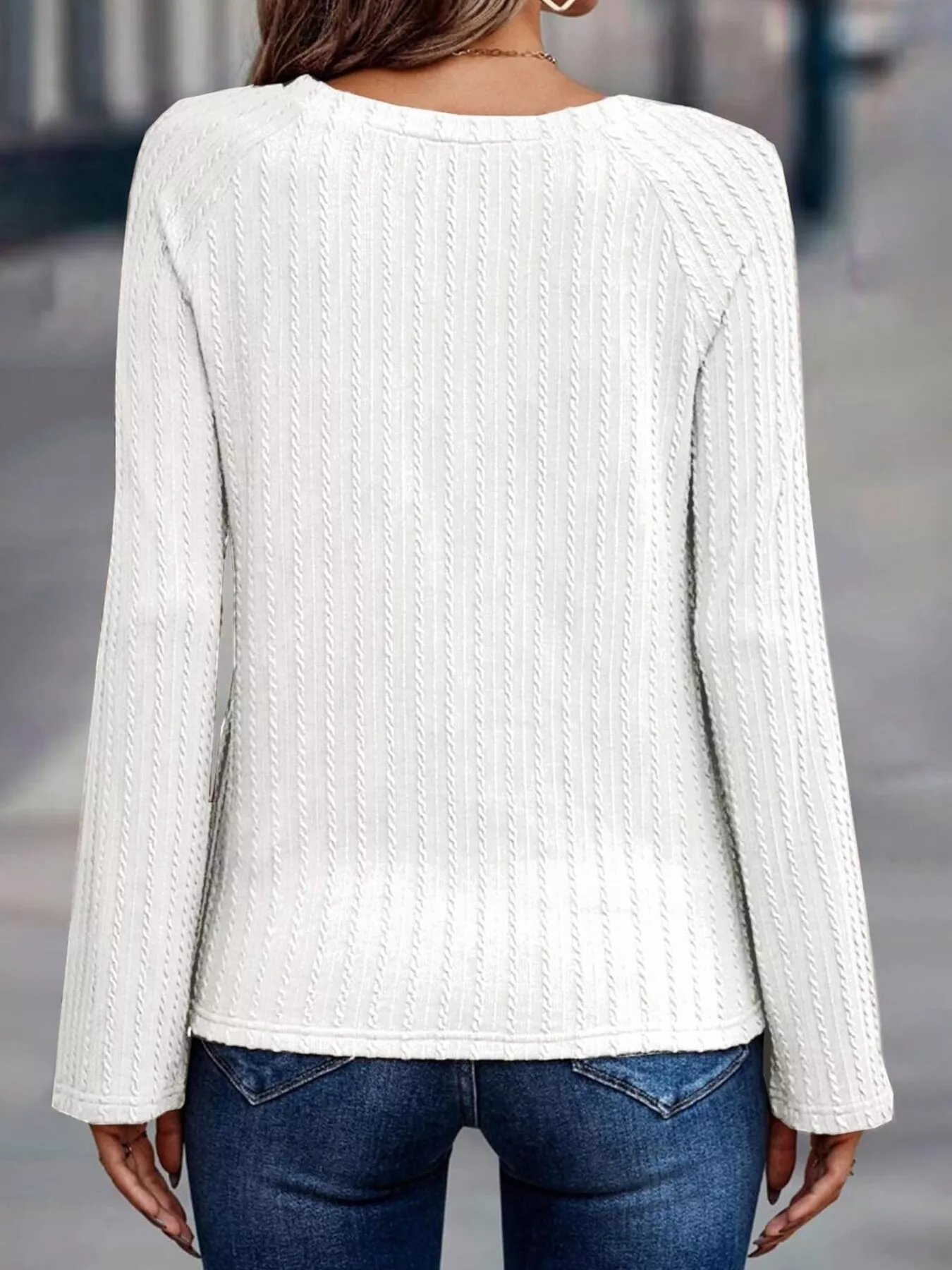 Textured Knit Long Sleeve T-Shirt - Image 11