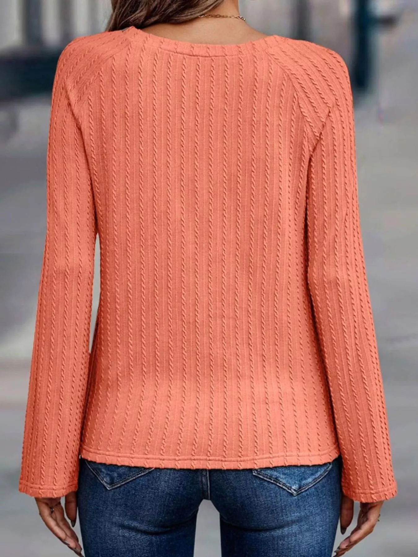 Textured Knit Long Sleeve T-Shirt - Image 2