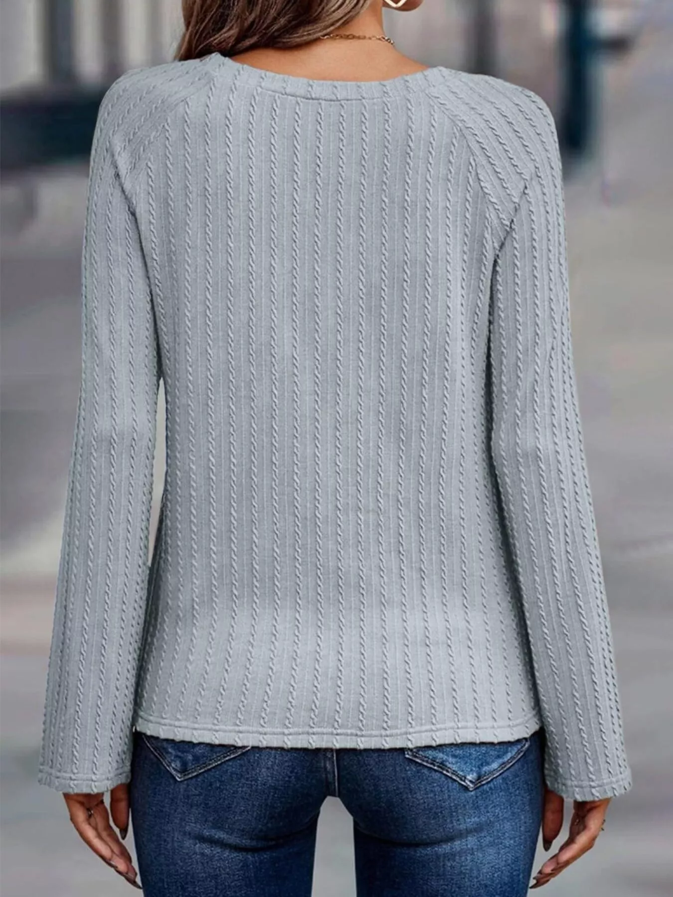 Textured Knit Long Sleeve T-Shirt - Image 22