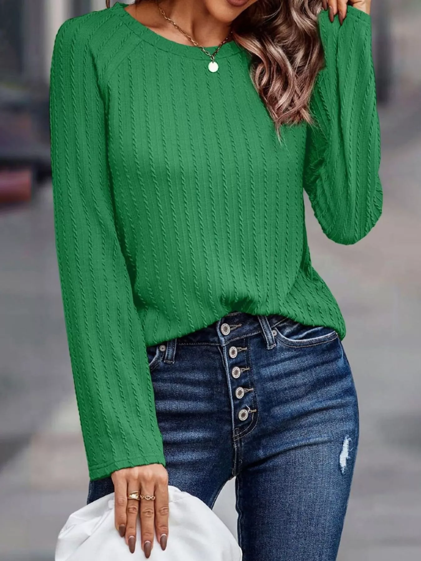 Textured Knit Long Sleeve T-Shirt - Image 24